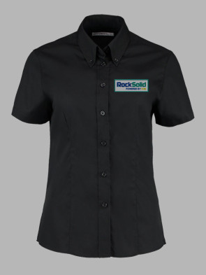 Kustom Kit Ladies Short Sleeve Oxford Shirt - Black