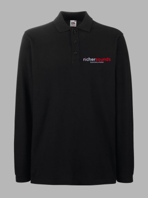 Fruit of the Loom Premium Long Sleeve Polo Shirt - Black
