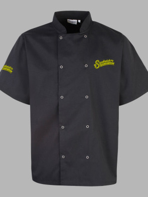 Premier Stud Front Short Sleeve Chefs Jacket - Black
