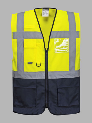 Portwest Hi-Vis Warsaw Executive Vest - Yellow / Navy trim