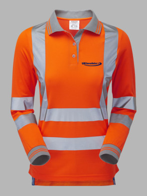 Pulsar Ladies Hi-Vis Rail Spec Long Sleeve Polo Shirt - Orange