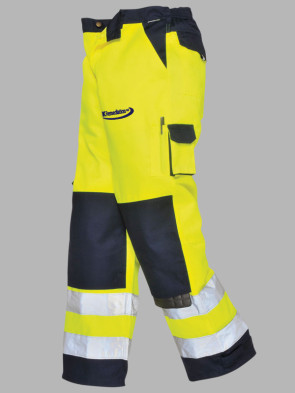 Portwest Hi-Vis Lyon Trousers - Yellow / Navy trim