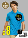 8 x Asquith & Fox 100% Cotton Polo Shirts