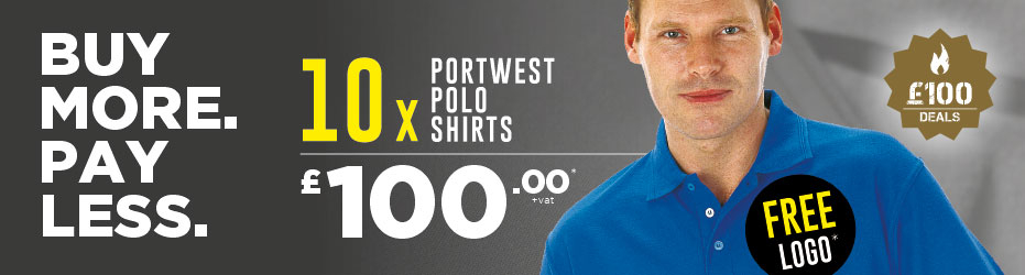 Buy more. Pay less. 10 x Portwest Naples Polo Shirts with your logo for just £100