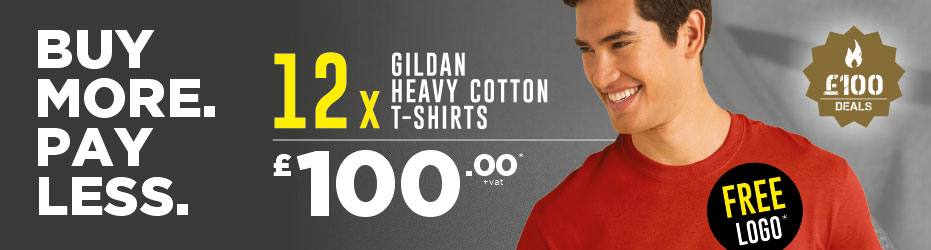 Buy more. Pay less. 12 x Gildan T-Shirts with your logo for just £100