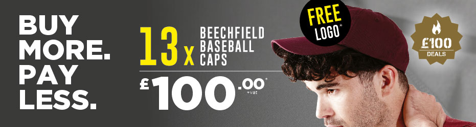 Buy more. Pay less. 13 x Beechfield Original Baseball Caps with your logo for just £100