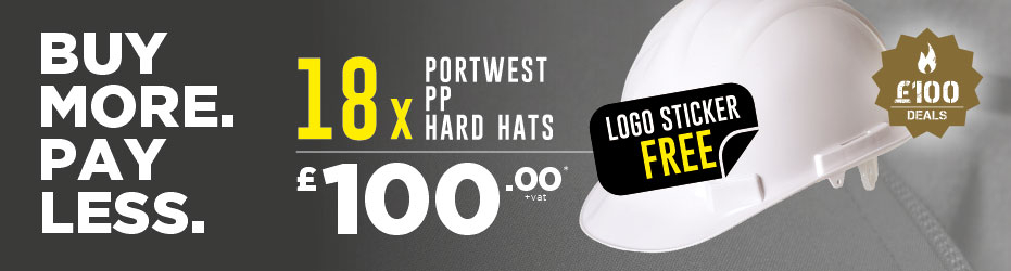 Buy more. Pay less. 18 x Portwest PP Hard Hats with FREE Hard Hat Stickers for just £100